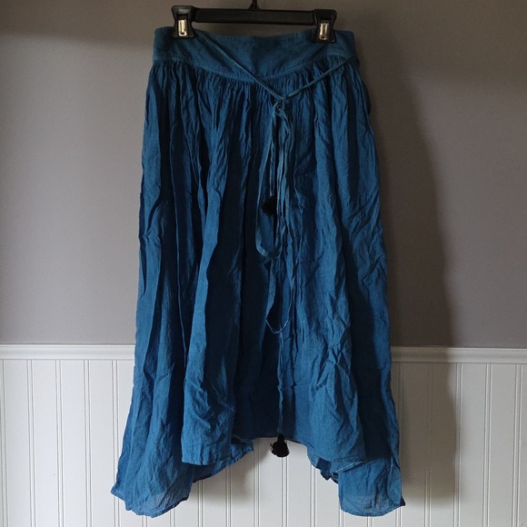 Tabrik Indigo-Dyed Gathered Skirt - Picture 3 of 8